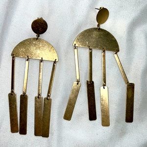 Free People Brass chandelier earrings geometric modern boho